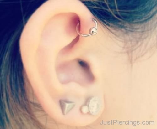 Crystal And Hoop Ring Ear Piercings-JP1107