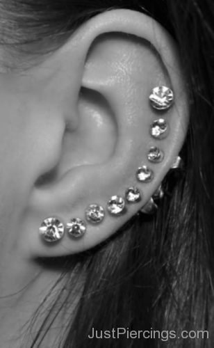 Crystal Earrings Left Ear Piercings-JP1038