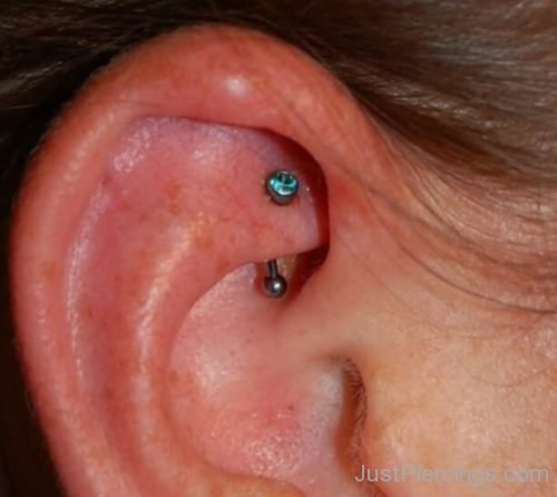 Curved Blue Barbell Daith Ear Piercing-JP1040