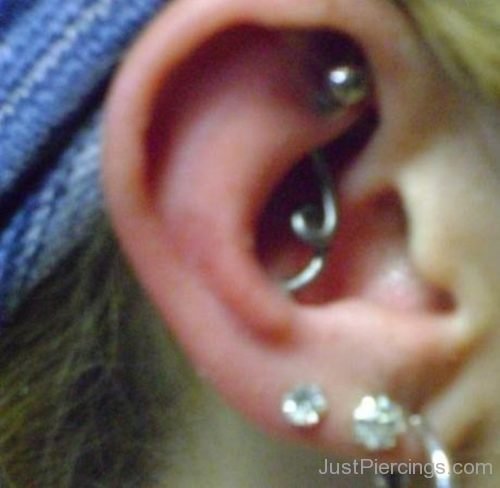 Custom Barbell bent for Rook to Conch Piercing-JP1096