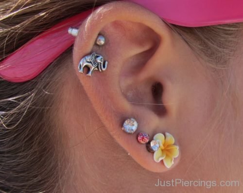 Cute Triple Lobes And Ear Piercing-JP1046