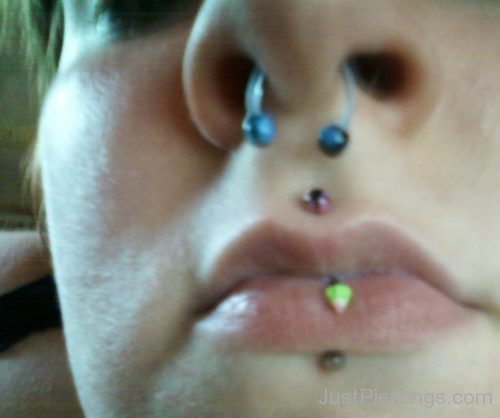 Cyber Bites And Septum Piercing With Barbell And Spike Barbell-JP114