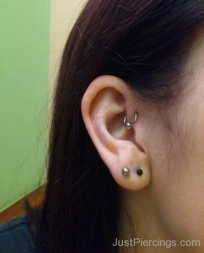 Daith And Dual Lobe Piercing With Studs-JP1064