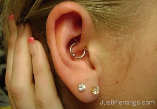Daith Piercing And Dual Lobe Piercing WIth Dual Studs-JP1106