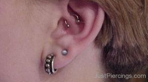 Daith Piercing And Lobe Piercing Stud And Unique Ring-JP1122