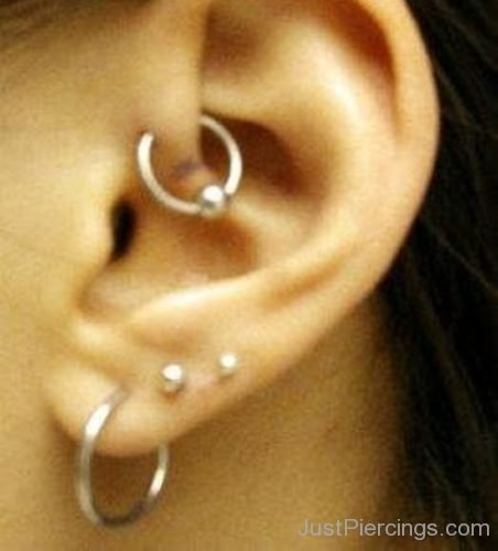 Daith Piercing With Ball Closure Ring On Left Ear-JP1197