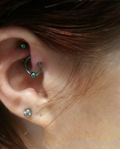 Daith Piercing With Blue Ball Closure Ring-JP1208