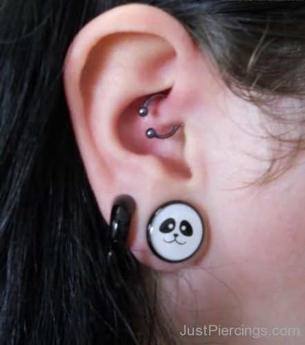 Daith Piercing With Circular Barbell And smiley Stud Ear Piercing-JP1047
