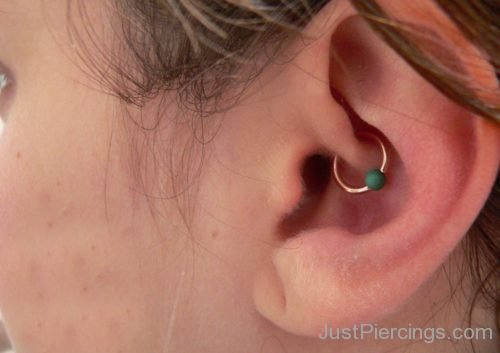 Daith Piercing With Gold Sky Blue Ball Closure Ring-JP1225