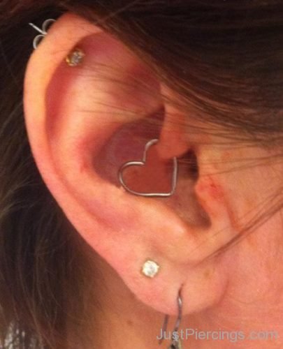 Daith Piercing With Heart Ring And Helix-JP1232