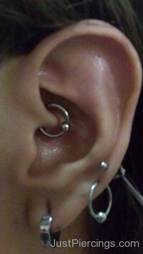 Daith Piercing With Silver Bead Ring-JP1250