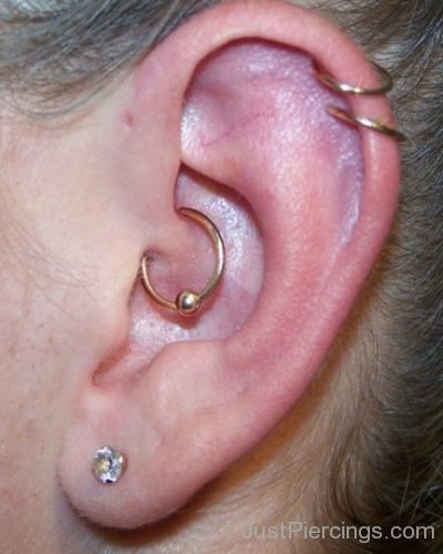 Daith,Dual Helix And Lobe Piercing With Ball Closure Ring-JP1280