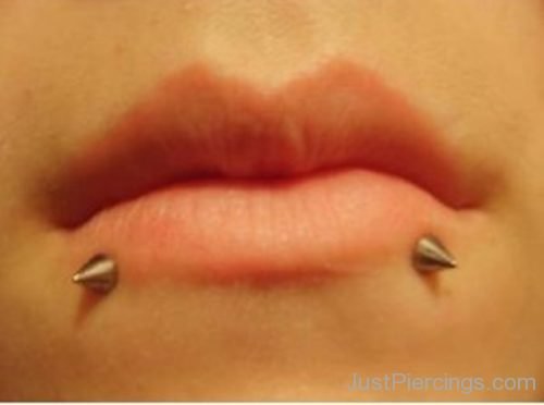 Devil Bites Piercing With Spike Studs On Lower Lip-JP09