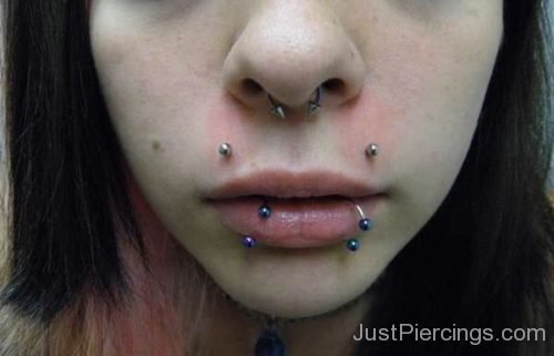 Dolphin Bites Piercing With Blue Barbell-JP1050