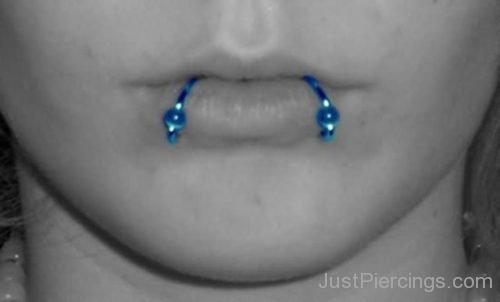 Dolphin Bites Piercing With Blue Ring-JP1051