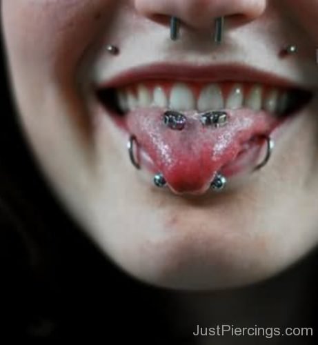 Dolphin Bites, Septum And Tongue Piercing-JP1069