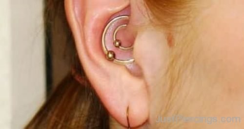 Dual Daith Ear Piercing With Captive Bead Rings-JP1059