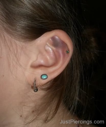 Dual Lobe And Cartilage Ear Piercings For Girls-JP1053