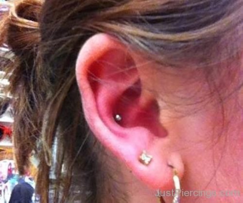 Dual Lobe And Conch Piercing For Ear-JP1107