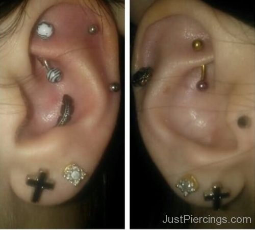 Dual Lobe, Daith And Tragus Ear Piercing-JP1162