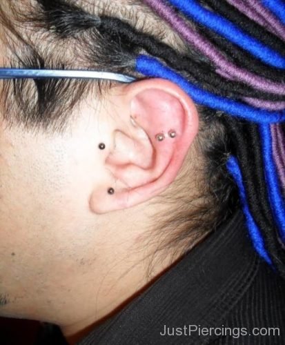 Dual Scapha, Tragus And Ear Piercing-JP1164