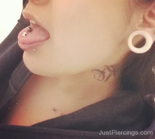 Dual Tongue and Lobe Stretching Ear Piercing-JP1166