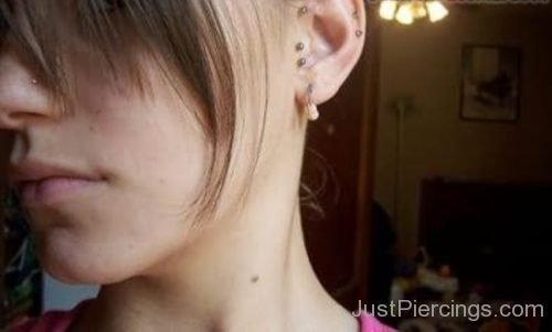 Dual Tragus And Dual Cartilage Ear Piercing-JP1167