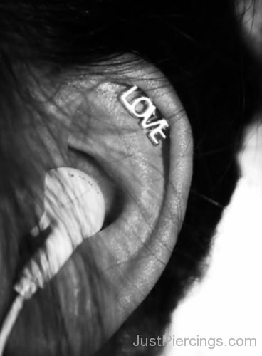 Ear Cartilage Piercing With Love Bar-JP1170