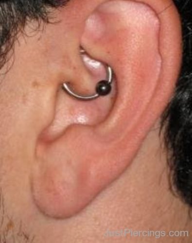 Ear Daith Piercing With Black Ball Closure Ring-JP1338