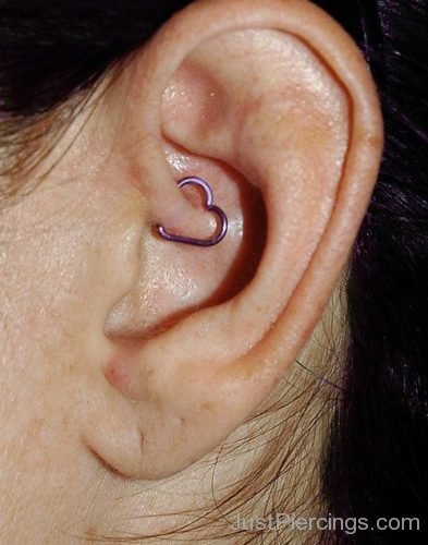 Ear Daith Piercing With Colourful Heart Ring-JP1343