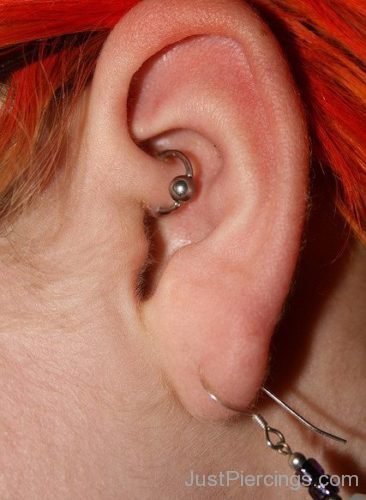 Ear Daith With Ball Closure Ring And Lobe Piercing-JP1346