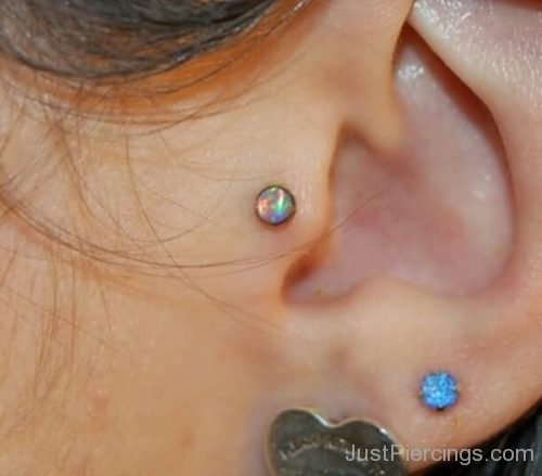 Ear Piercing Tragus And Lobe Blue Stud Piercing-JP1029
