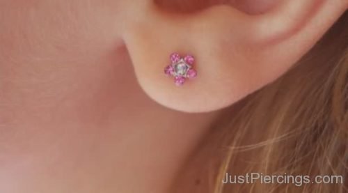 Ear Piercing With Pink Star Stud-JP1216