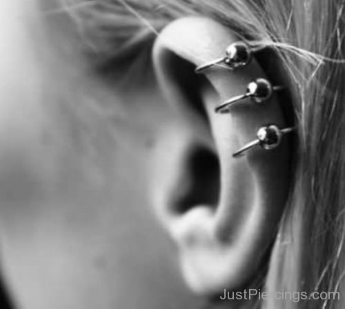 Ear Piercing With Silver Hoop Rings-JP1218