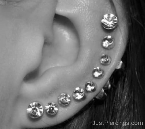 Ear Piercings With Crystal Studs-JP1231
