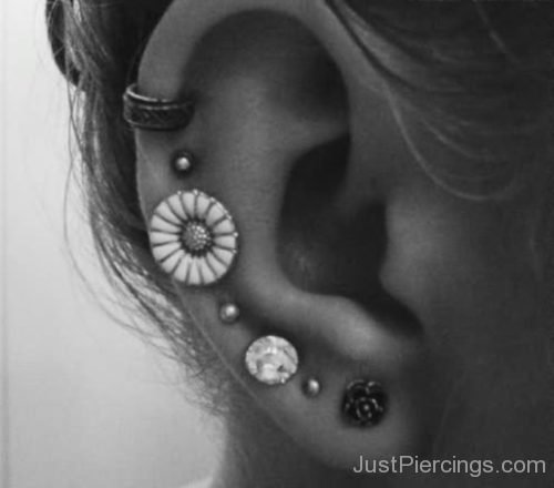 Flower Ear Rings Ear Piercing-JP1112