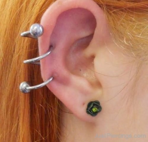 Flower Lobe And Spiral Ear Piercing-JP1253