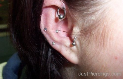 Forward Helix, Conch And Tragus Piercing-JP1117