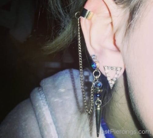 Gold Chain Ear Cuff Ear Piercing-JP1050