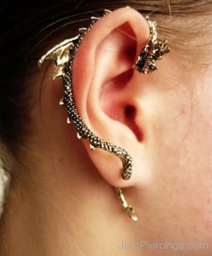 Gothic Punk Dragon Bite Ear Cuff Piercing-JP1267