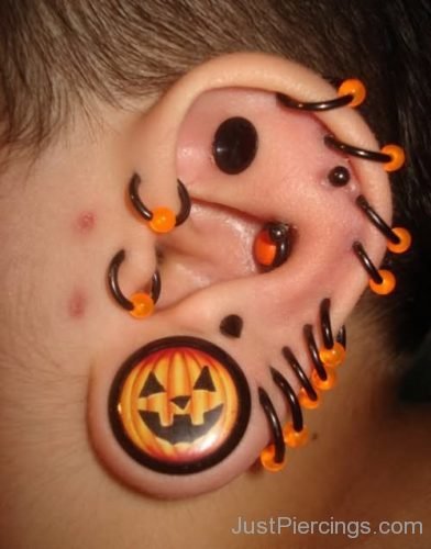 Halloween Gauge Ear Lobe And Multiple Ear Piercing-JP1124