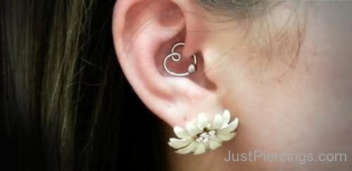 Heart Daith And Flower Lobe Ear Piercing-JP139