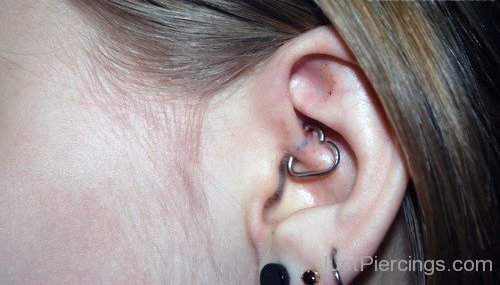 Heart Daith And Lobe Piercing With Studs-JP1372