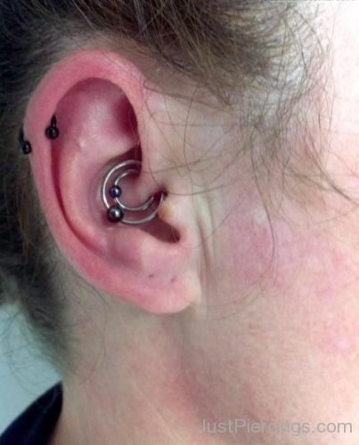 Helix And Daith Piercing With Dual Ball Closure Ring-JP1388