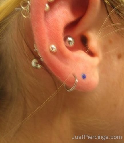 Helix Conch And Lobe Piercing For Young Girls-JP1105