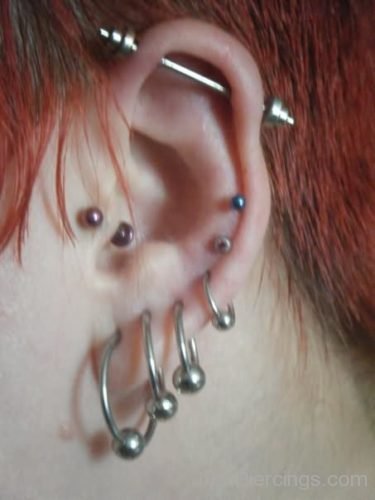 Industrial And Ear Lobes Piercings With Bead Ring-JP1134