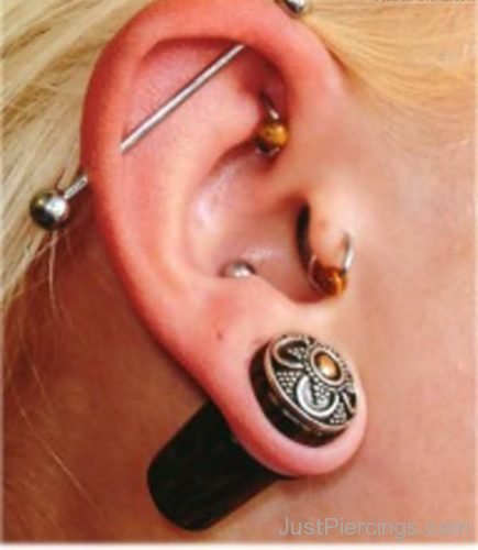 Industrial And Lobe Gauge Ear Piercing-JP115