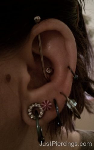 Industrial Conch And Lobe Piercing-JP1170