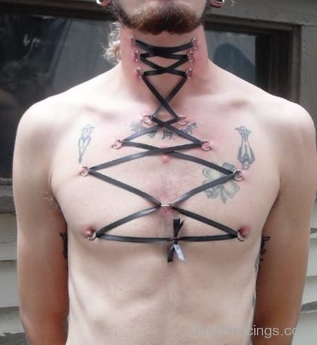 Lip And Corset Piercing On Neck And Chest-JP1126