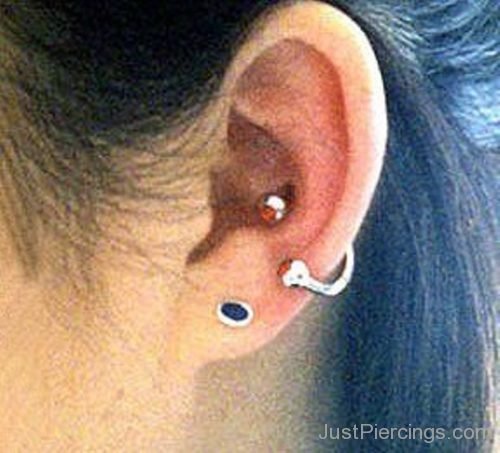 Lobe And Conch Piercing With Ball Closure Ring-JP1123